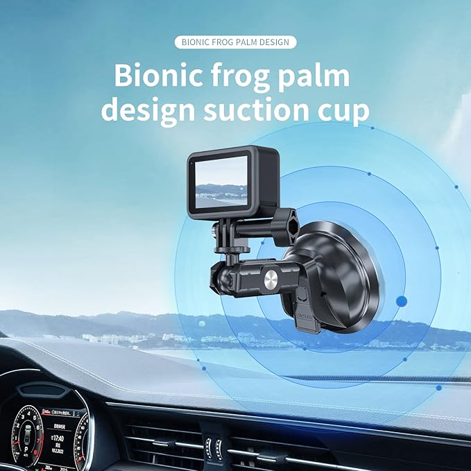 TELESIN Car Mount Suction Cup with Phone Holder, Outside Inside Windshield Window Dashboard Attachment for Go Pro Max Hero 13 12 11 10 9 8 Insta 360 X4 X5 DJI Action 3 4 5 pro 6 Pocket 3 Accessories