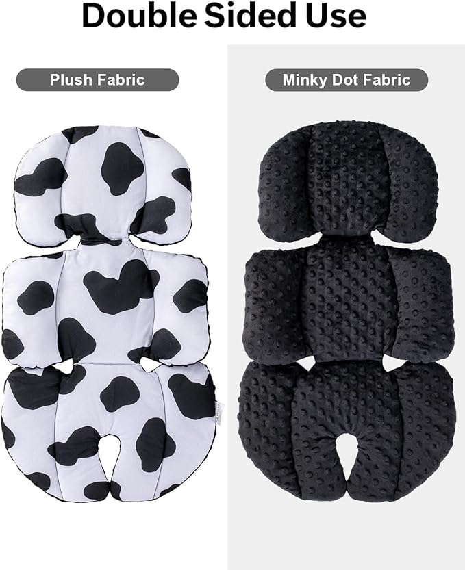Infant Car Seat Insert with Extra Headrest for Preemie to Toddler, Adjustable Baby Car Seat Head Support with Shoulder Pads, Breathable Air Mesh & Mink Dot Newborn Carseat Insert