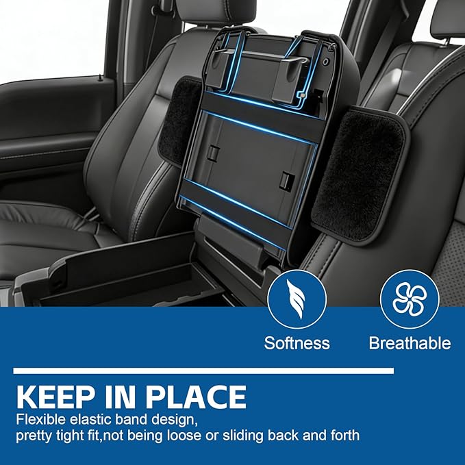 Thick Armrest Cover for 2015-2020 F150, 2017-2022 F250 F350 F450, 2018-2024 Expedition,Bucket Seat Center Console Covers Lid Protector Seat Box Cushion Pad With Pockets Storage Bag,F150 Accessories