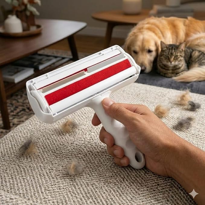 Pet Hair Remover Reusable Fur Roller for Dogs & Cats – Lint Cleaner for Carpet, Furniture, Sofa, Bed & Car Interior – Portable Cleaning Brush