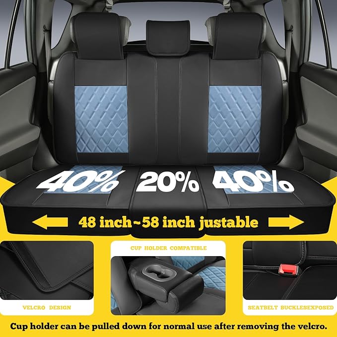 LINGVIDO Car Seat Covers Full Set (5 Seats) - Premium Perforated Nappa Leather, Waterproof Shield, Omni-Adapt Fit SUVs Sedans, Ultimate Family & Pet Protection