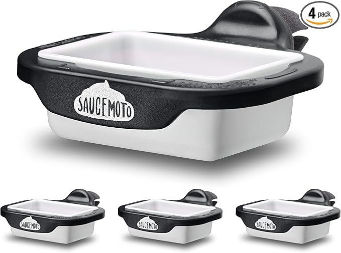 Saucemoto Dip Clip | An in-car sauce holder for ketchup and dipping sauces. As seen on Shark Tank (4 Pack, Black)