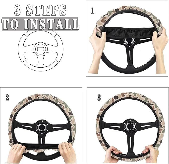 SEANATIVE Auto Steering Wheel Cover Universal 14inch-15inch Steering Wheel Covers for Men Duck Camo Hunter Car Interior Accessories
