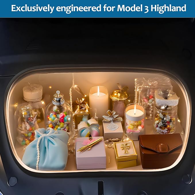 2025 Tesla Model 3 Highland Frunk Light Strip Ambient Lighting Kit LED Interior Lights for Model 3 Highland Accessories 2024-2026 Warm Light