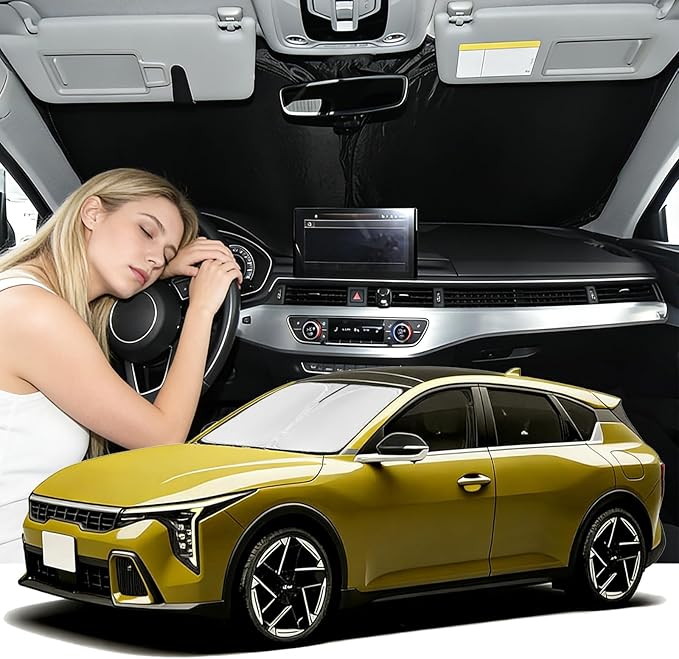 Windshield Sunshade for KIA K4 2025-2026 Sun Shade Car Windshield Accessories Upgrade 4 Layers Blocks UV Rays Custom Fit K4 240T Car Window Shades Front Windshield Keep Cool Foldable