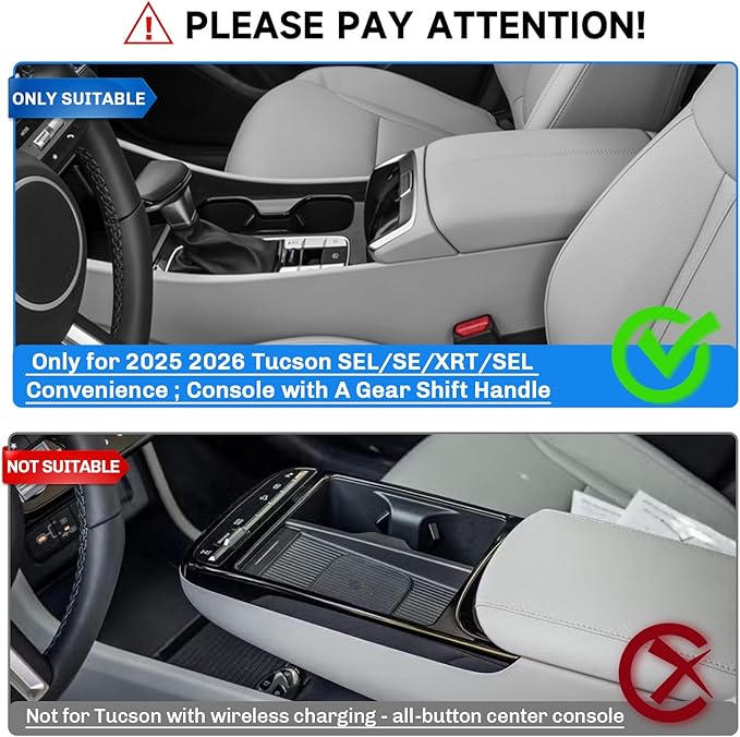 SXCY for 2025 2026 Hyundai Tucson [SE/SEL] Center Console Organizer for 2025 2026 Hyundai Tucson Accessories for 2025 2026 Hyundai Tucson Console Organizer Armrest Console Tray(Black)