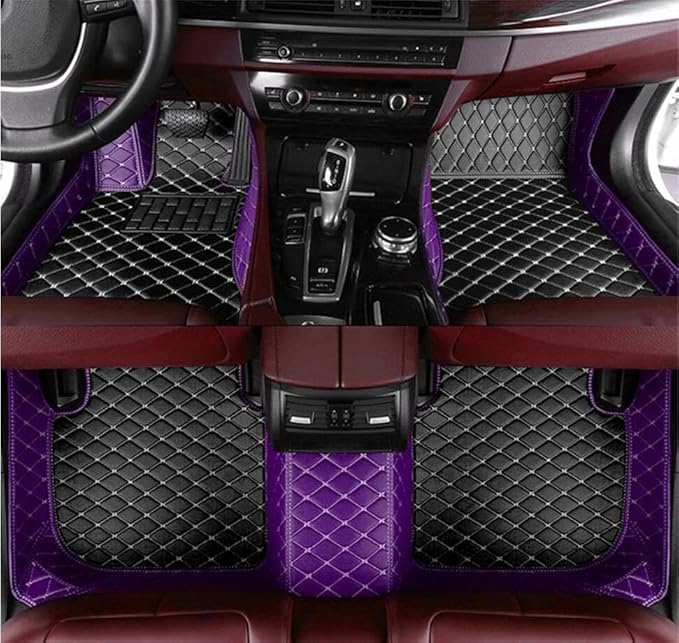Custome Car Mats Accessories All Weather Floor mats Compatible with Automotive Floor Mats Passenger car mats (Purple Black)