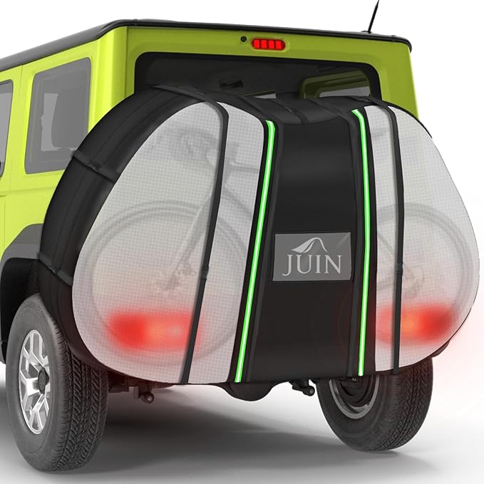 JUIN Bike Cover for Transport on Rack: 900D Waterproof Heavy Duty Bicycle Cover for Single Bike on Car Hitch Storage - Rear Outside Tarp for Outdoor Travel - Clear