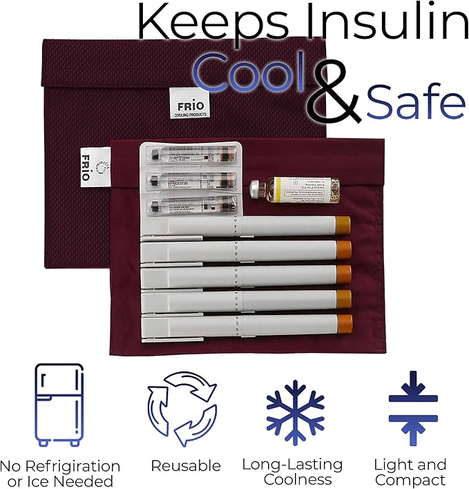 FRIO Cooling Wallet - Insulin Cooler for 45+ Hours of Stress Free On The Go - Burgundy - XL