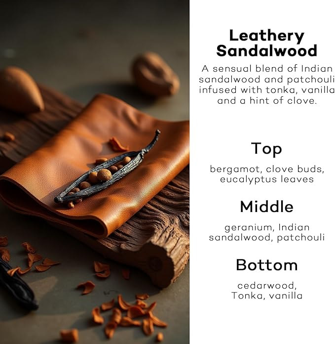 C Classy Hanging Car Air Freshener 2 Pack, Leathery Sandalwood Essential Oil Diffuser, Long-Lasting Fragrance, Cute Glass Bottle Car Accessories for Women & Men, Made in USA
