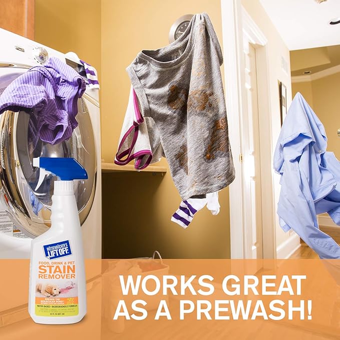 Motsenbocker's Lift Off 40501 Food, Drink, and Pet Stain Remover Spray Eliminates Tough Stains from Multiple Surfaces, Excellent as a Pre-Wash Laundry Treatment, Water-Based, 22 Fl Oz, Pack of 1