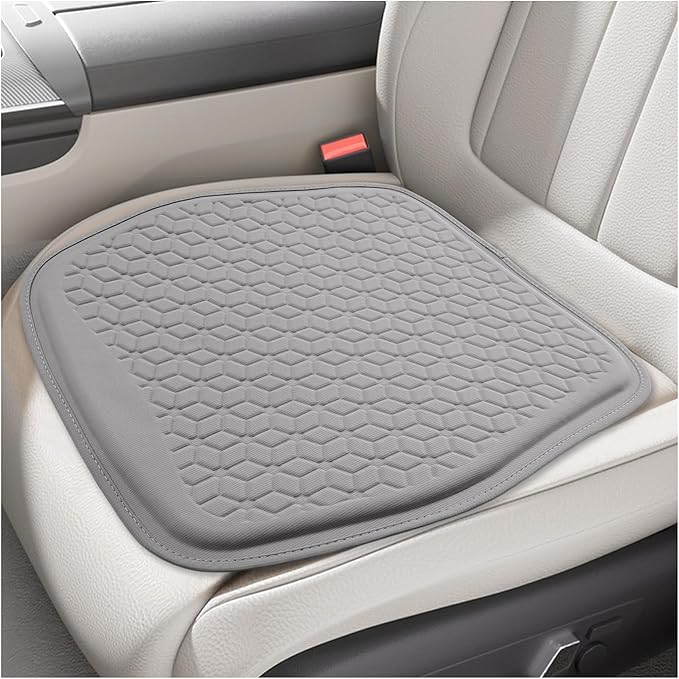 Gel Car Seat Cushion, Non-Slip Breathable Automotive Front Seat Bottom Cushion Pad, Comfortable & Cooling Seats Cover Interior Mat for Sedans SUVs Trucks, Car Accessories (Gray)
