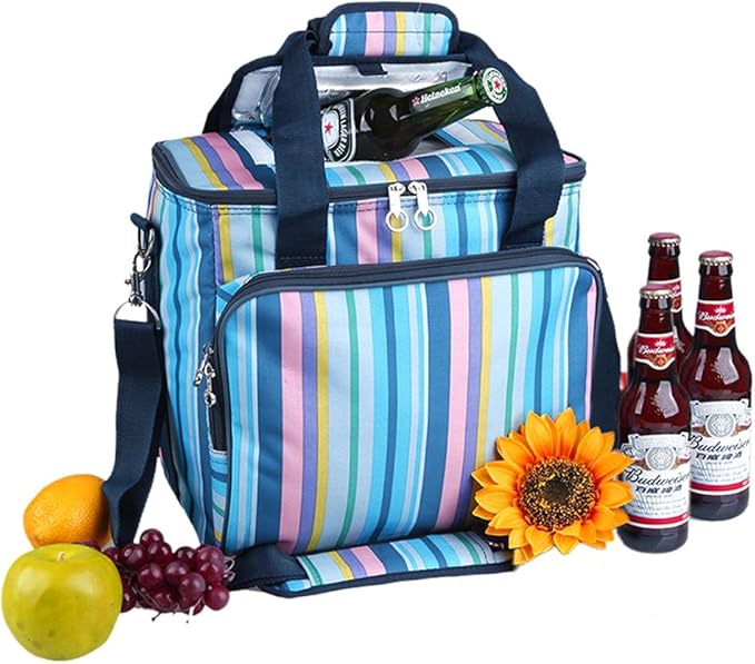 Yodo Collapsible Soft Cooler Bag, 18L Insulated Leakproof Lunch Cooler, 24 Can Portable Picnic Cooler with Quick Access Lid for Beach, Camping, Travel