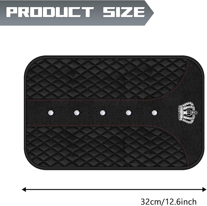 Black Bling Car Console Cover Hot Black Arm Rest Center Console Cushion Pad, Universal Anti-Slip Leather Armrest Box Decor Protector with Crystal Sparkling Rhinestone Car Accessories(Black)