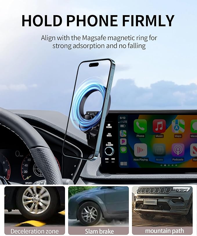 Car Phone Holder for 2025 Acura ADX 2023-2025 Integra 2024-2025 Integra Type S Accessories 7/9-Inch Screen Fixed Clip, 360° Rotation Phone Mount Compatible with MagSafe