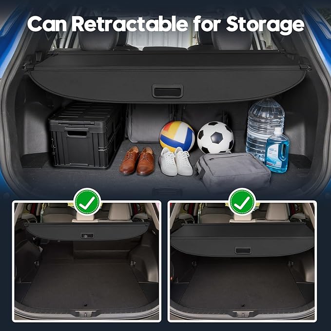 Powerty Retractable Cargo Cover for 2015-2018 Hyundai Santa Fe Sport, Canvas Texture Trunk Cover Privacy Screen Rear Security Shade for Santa Fe Sport Accessories(Not for Santa Fe)