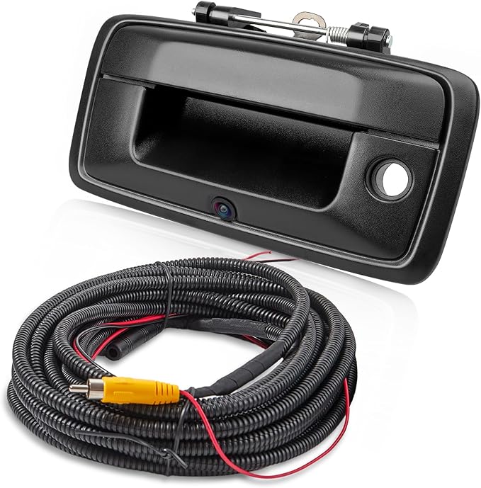 EWAY Tailgate Handle Backup Camera for 2014-2018 Chevy Silverado GMC Sierra 1500 2500 3500 Reverse Rear View RCA Camera Tailgate Latch w/Key Hole, Replaces# 23448681, 23128692, 23156952, 84016231