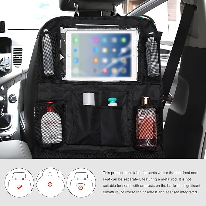 Car Seat Back Organizer, Auto Multi-Pockets Backseat Storage Bag with Tablet Holder, Waterproof Oxford Cloth Seat Back Protector Kick Mat for Most Vehicles, Car Accessories (Style B)