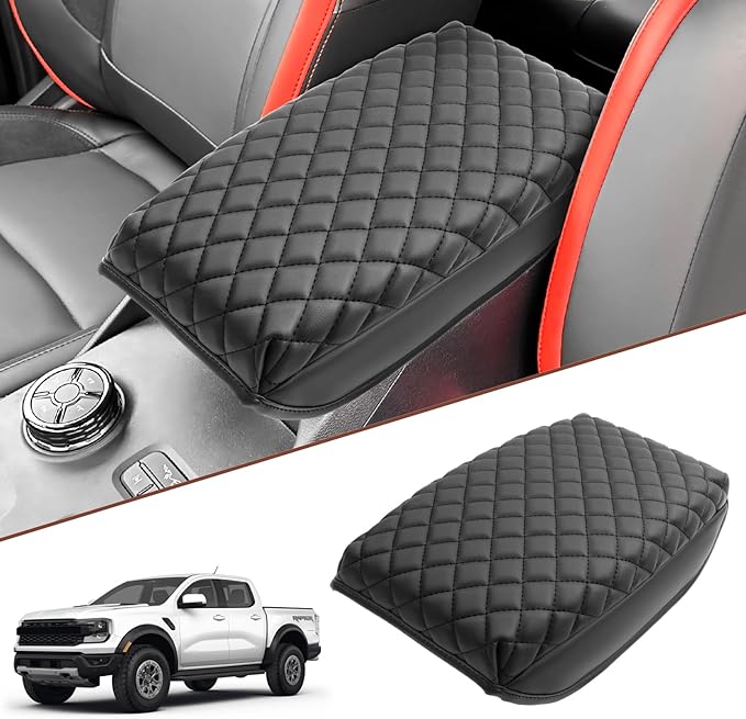 SKTU 2024 2025 2026 Ranger Center Console Cover for 2024 2025 2026 Ford Ranger (XL/XLT/Lariat/Raptor) Armrest Cover Ford Ranger 2024 2025 2026 Accessories 2024 2025 2026 Ranger Raptor Console Cushion