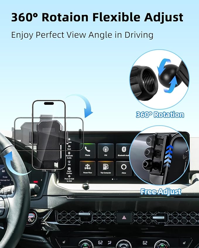 PZK Car Phone Holder for 2023-2025 2026 Honda Accord Hybrid Sport /-L/EX-L/Touring/Prime (Only for 12.3-inch Screen) Auto Lock Car Phone Mount with Stroage Box Not Affect Vent (Not Fit for LX/EX/SE)
