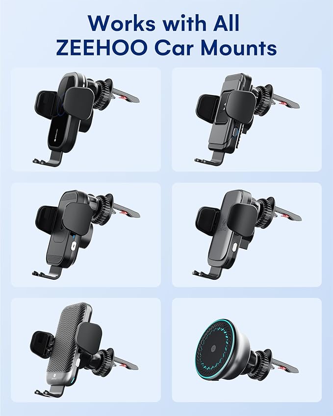 ZEEHOO Car Mount Vent Clip Replacement, Universal Air Vent Clip [0.67in(17 mm) Ball Joint] for Wireless Car Charger&Car Phone Holder, Vent Ball Mount for Garmin Nuvi Serie 3.5-7" Sat Nav