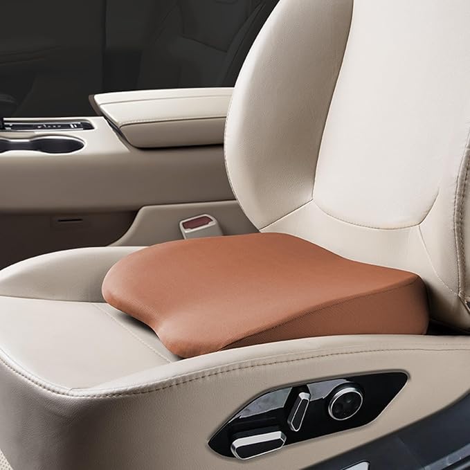 2 in 1 Wedge Car Cushions for Driving - Adult Booster Seat for Car to Raise Height - 3.5 Inches Memory Foam Driver Seat Cushion Lumbar Support for Car Truck Seat,Brown