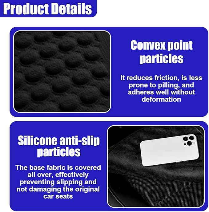 Cooling Gel Car Seat Cushion, Ice Silk Non-Slip Car Front Seat Cushion Pads, Thin Breathable Seats Protector Pad, Universal Auto Interior Seats Cooler Accessories for Long Driving (Black)