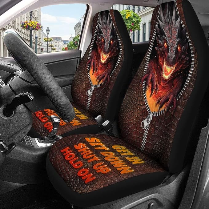 GENANY Dragon Car Seat Covers Set of 2, Breathable Front Seat Covers for Truck Sedan SUV, Dragon Car Accessories, Dragons Gift for Women Men