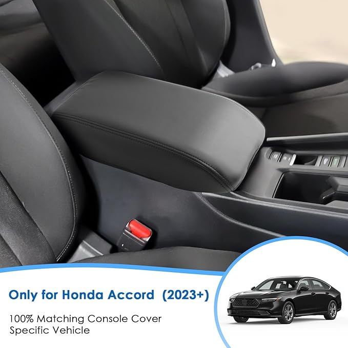 2023 2024 2025 2026 Accord Center Console Cover for Honda Accord (LX/SE/EX) Accord Hybrid (Sport/EX-L/Sport-L/Touring), Waterproof&Comfy Leather Armrest Cover 2025 Accord Hybrid Accessories