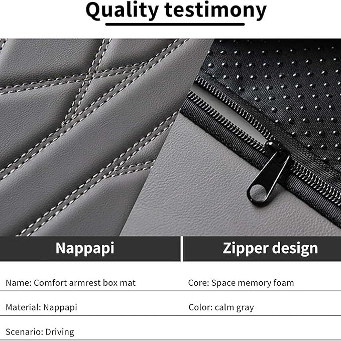Car Armrest Cushion for Lincoln Nautilus 2018 2019 2020 2021 2022 2023 2024 2025, Car Center Console Cover Armrest Pad Soft Leather Car Interior Accessories,Grey