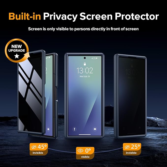 MOBOSI for Z Fold 7 Case with Rotatable Ring Stand & Privacy Screen Protector, Compatible with Magsafe, 18FT MIL-Grade Protection, Magnetic Shockproof Slim Case for Samsung Galaxy Z Fold7, Matte Black
