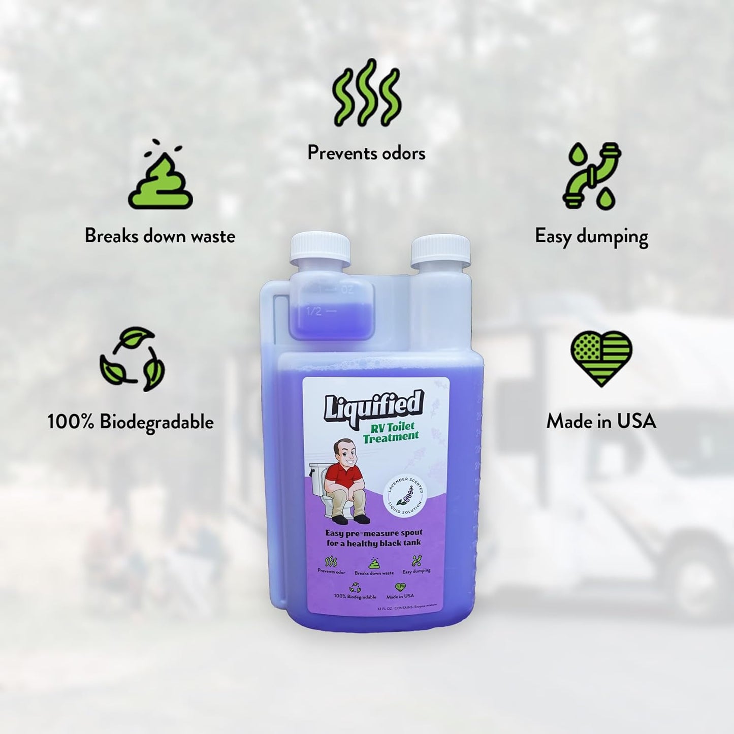 Liquified RV Toilet Treatment - Black Holding Tank Digester - Odor Eliminator - Lavender Scent - Matts RV Reviews (Lavender, 16oz)