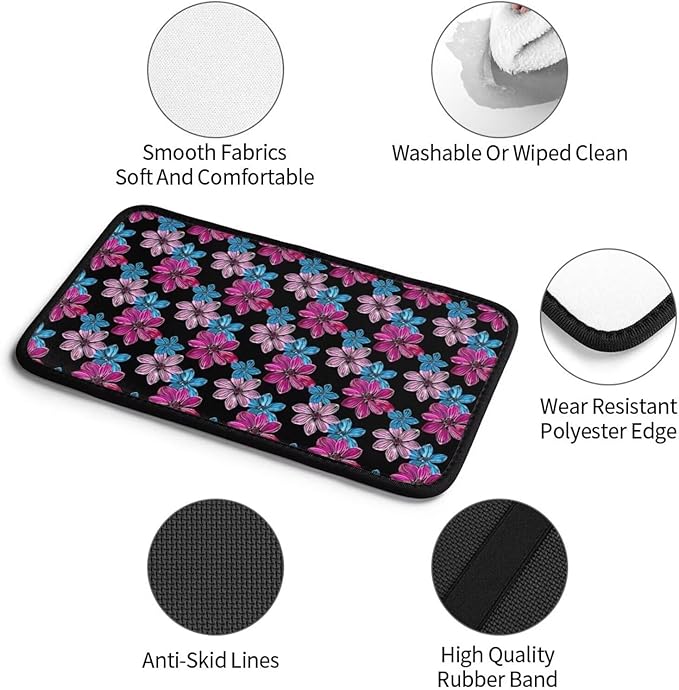 Car Center Console Cover Hibiscus Armrest Cushion Scratch Resistant and Waterproof Arm Rest Pads Flower Tropical Cars Decor Accessories, Purple Pink