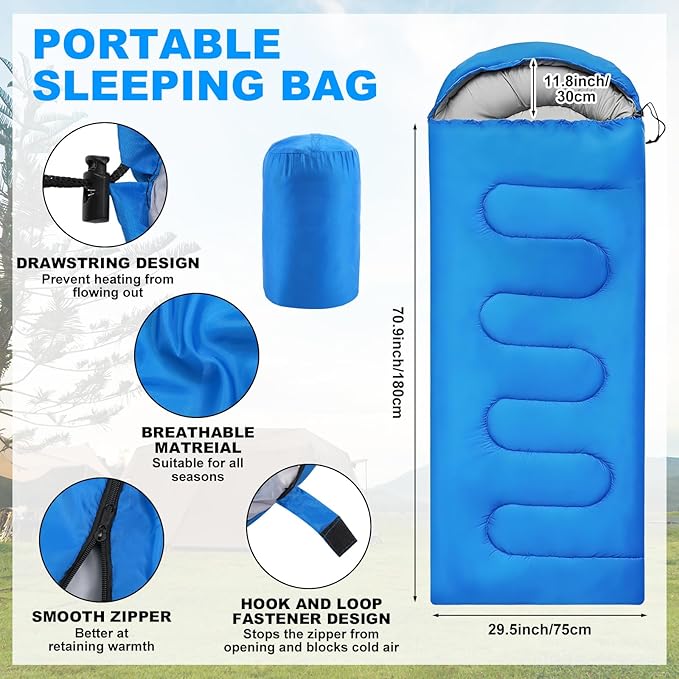 11 Pcs Camping Tent Set for Beginners, Complete Outdoor Travel Gear with Tent Sleeping Bag Stainless Steel Mess Kit Waterproof Tarp for Backpacking, Road Trips, Beach, & Backyard Adventure