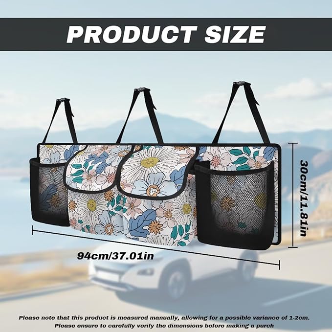 Mushroom Car Trunk Hanging Organizer with with Adjustable Straps, Daisy Car Trunk Organizer Storage, It Easy to Find Things, Make the Trunk of Your Car Look Neat and Tidy