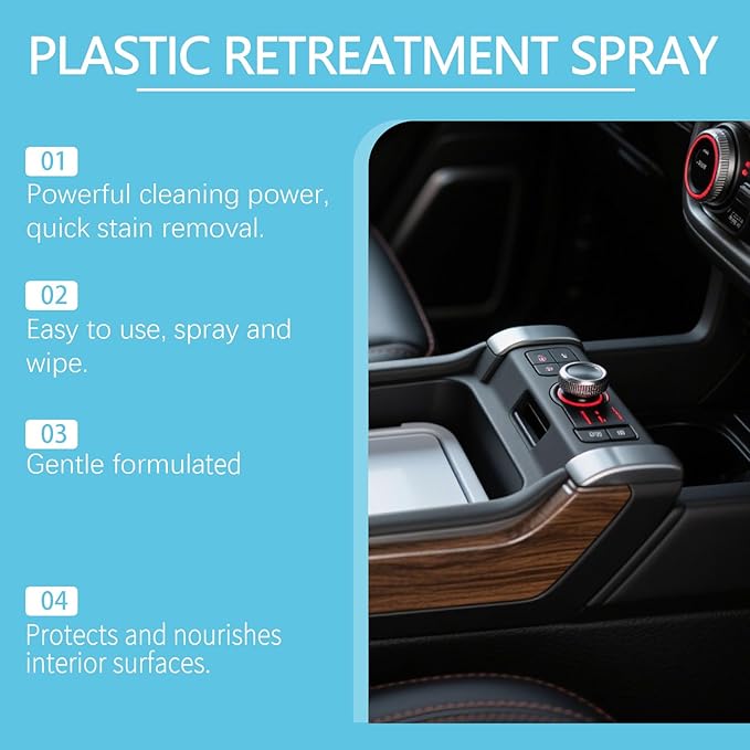 Plastic Restorer for Cars, Car Trim Restorer, Auto Detailing for Refreshing Faded Plastic, Leather, Vinyl and Rubber Trim with Polish, Long Lasting Care (3Pcs)