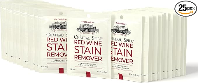 Chateau Spill Wine Stain Remover Spray - On-the-Go Wine Spill Cleaner - EPA Safer Choice Certified Carpet & Upholstery Cleaner - No Added Phosphates Laundry Stain Remover Spray - 4 Fl Oz, Pack of 25