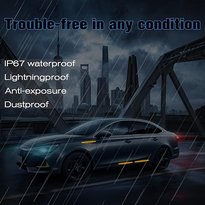 Amber Yellow LED Strip Lights for Car BaishenglinMotor 12-Pack DC12V Waterproof 30CM/11.8"/1FT 5050 15-SMD LED Strip Underbody Light for Car Motorcycles Decoration Interior Exterior Strip Lights