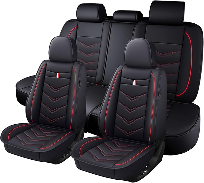 Car Seat Cover for Chevrolet Camaro 2000-2024, Durable Wear Resistant Waterproof Vehicle Cushion Covers, Breathable No Odor Premium Leather Vehicle Seat Covers.(Standard,Black Red)