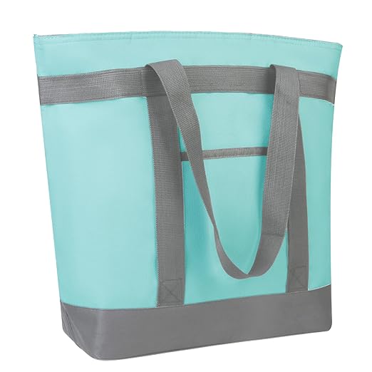 CIVJET Insulated Reusable Tote Bag for Grocery Shopping for Women/Men, Pizza/Food Delivery Bag to Keep Food Cold/Hot for Commercial Food Transport, Cooler bags for Travel/Beach/Picnic, Green