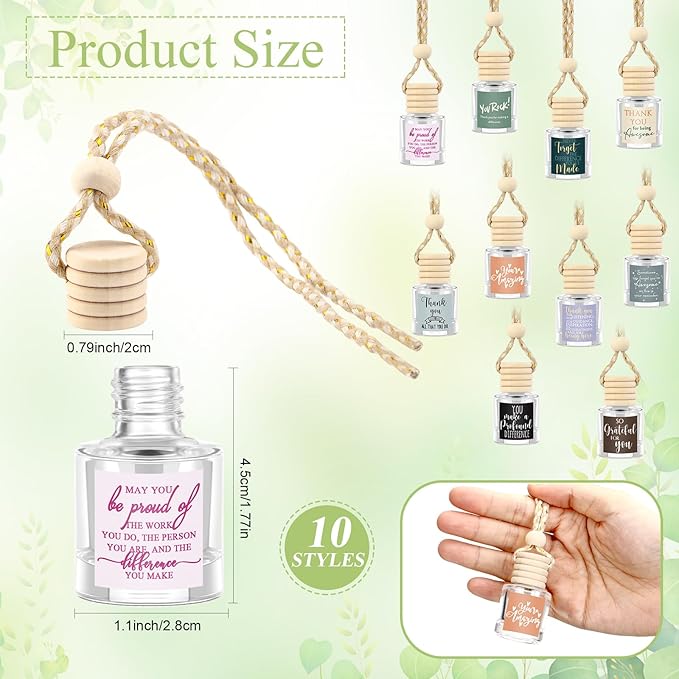 Funnymoom 50 Pcs Employee Appreciation Gifts Bulk Empty Glass Car Air Freshener Hanging Diffuser Thank You Gifts for Employee Nurse Staff Dietician Social Worker Volunteer