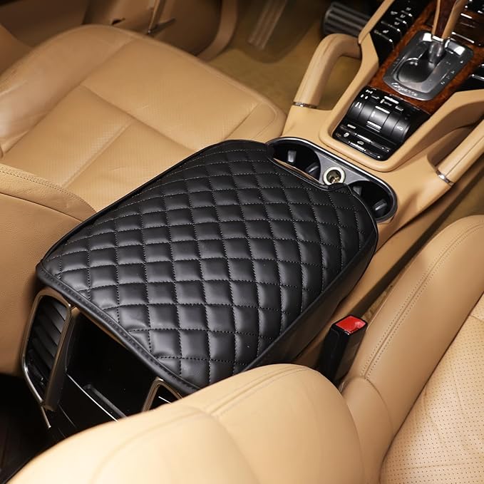 TOYCIDFG Car Armrest Cover Compatible with Porsche Cayenne 2011-2017, Center Console Box Cover Pad Waterproof Cushion