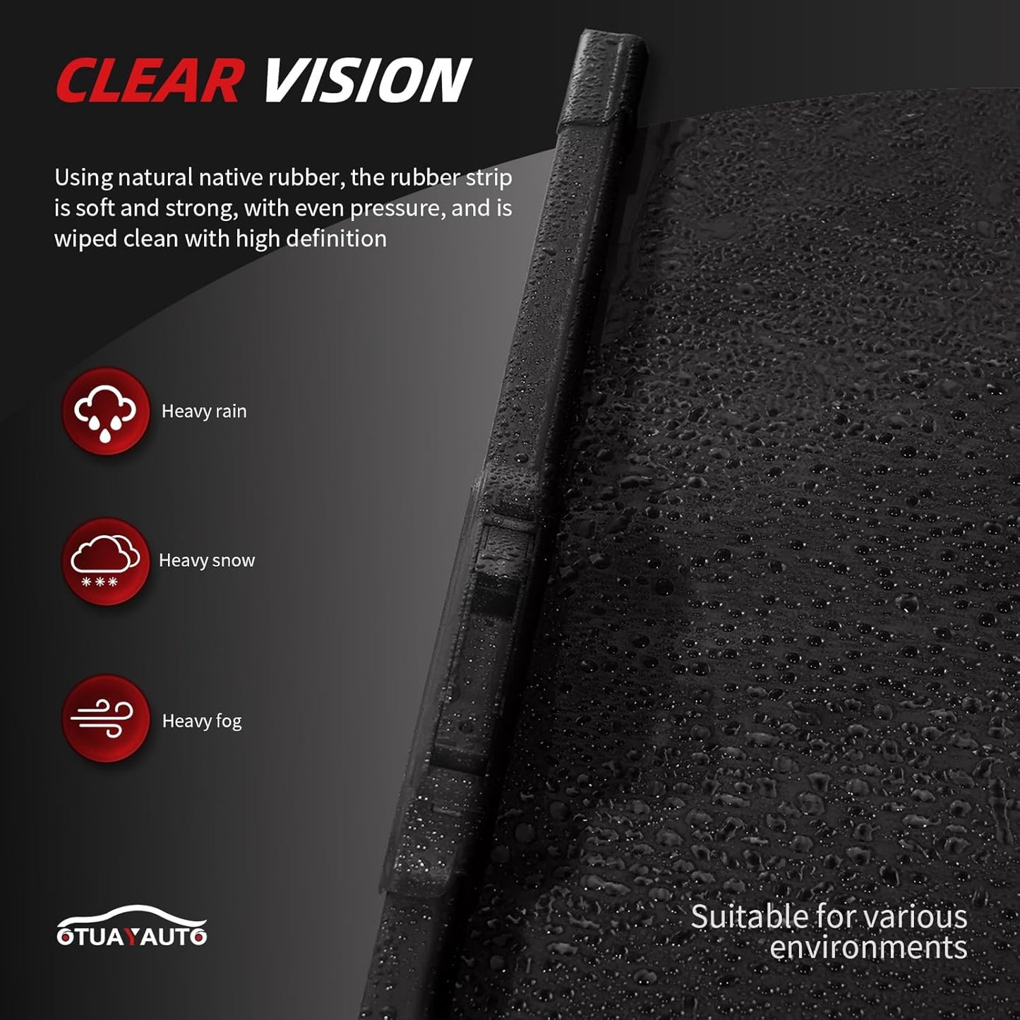 OTUAYAUTO Premium Windshield Wiper Blades - Replacement for Hyundai Accent 2012-2022 - All-Weather Performance, Front and Rear Wiper Blades, U Hook - 26"+16"+11" (Pack of 3)