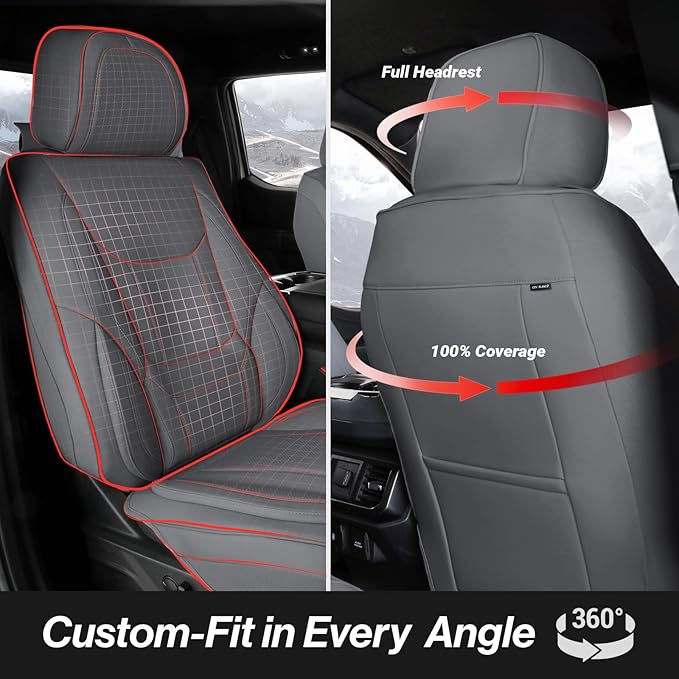 Coverland Custom Fit Car Seat Covers for Car Compatible with [Riviera, Chrysler 200, Cooper, Polestar 1 Coupe, Solara] Premium Waterproof Non-Slip Interior Protector [Front Dark Gray- Size Chart A15]