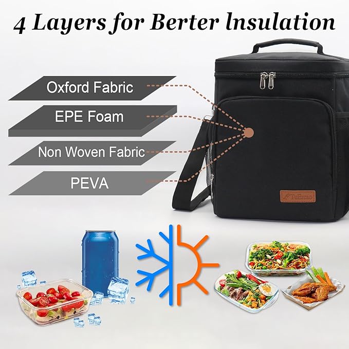 TuErcao Insulated Cooler Bag 6/24 Can Collapsible Leakproof Soft Sided Cooler for Car, Portable Foldable Small Ice Chest for Beach Camping Picnic Travel, 5/15qt Lunch Box for Men Work