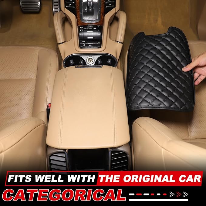 TOYCIDFG Car Armrest Cover Compatible with Porsche Cayenne 2011-2017, Center Console Box Cover Pad Waterproof Cushion