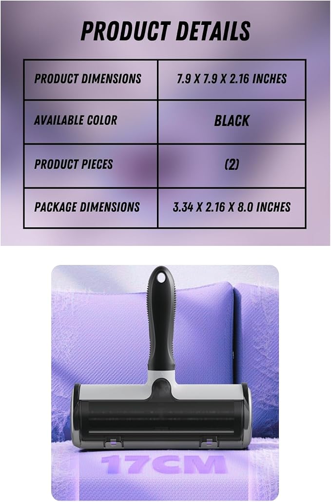 Home and Pet Lint Roller for Dog and Cat Hair Removal for Couches, Rugs, Pet Beds, Carpet - Surface Removal Tool for Fur, Lint, and Debris
