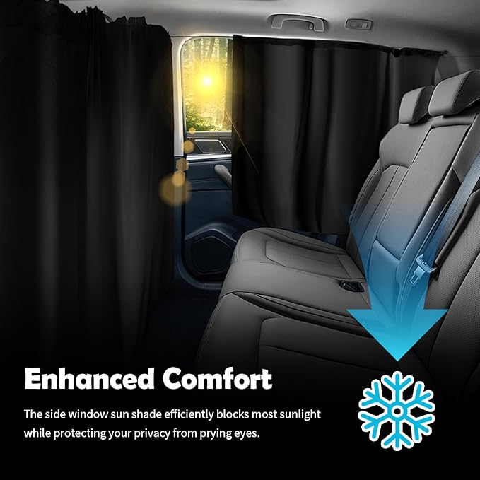 3PCS Extra Large Car Window Shades Kit,Thickened Vinyl Coated Car Window Covers for Privacy and Maintaining Cool Auto Interior Temperature,Universal Cars Curtains for Windows (Extra Large)
