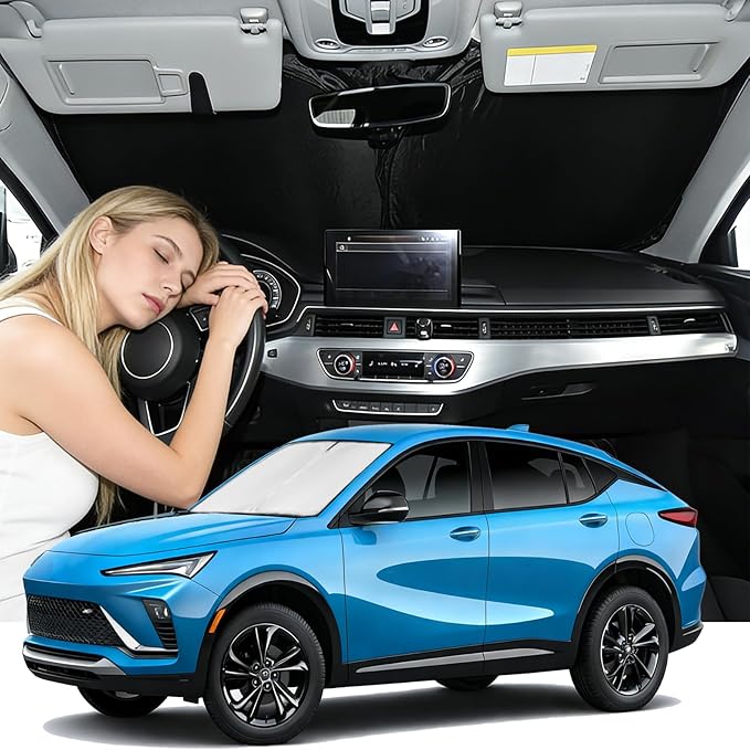 Windshield Sunshade for Buick Envista 2024-2025 2026 Sun Shade Car Windshield Accessories Upgrade 4 Layers Blocks UV Rays Custom Fit Envista Car Window Shades Front Windshield Keep Cool Foldable