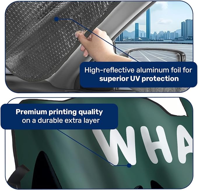 GENANY Cute What Cat Funny Windshield Sun Shade for Car SUV Truck (55x30 Inches), Sun Shade Windshield for Windows, Protector Blocks UV, Spring Car Decor